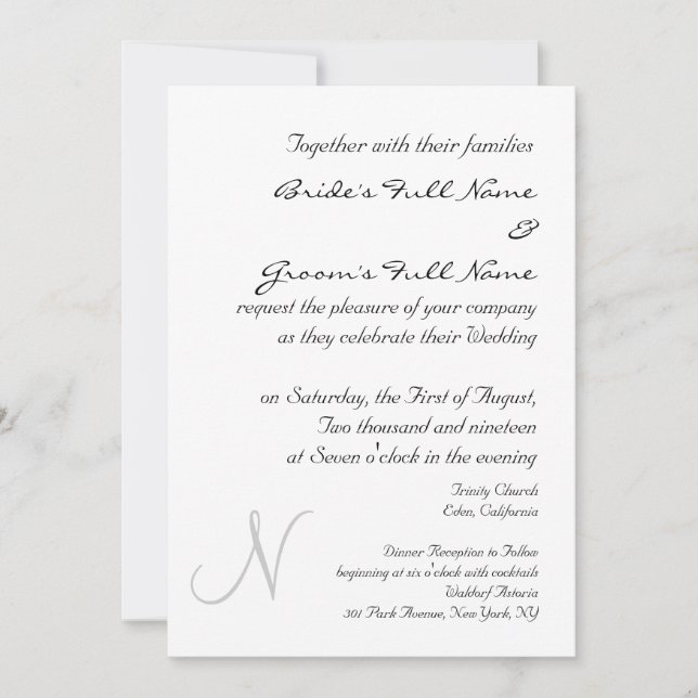 MODELO DE CONVITE DE CASAMENTO MONOGRAMA PRATA (Frente)