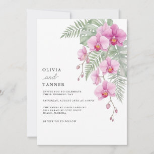 Modelo de Convite de Casamento Orquídea Rosa