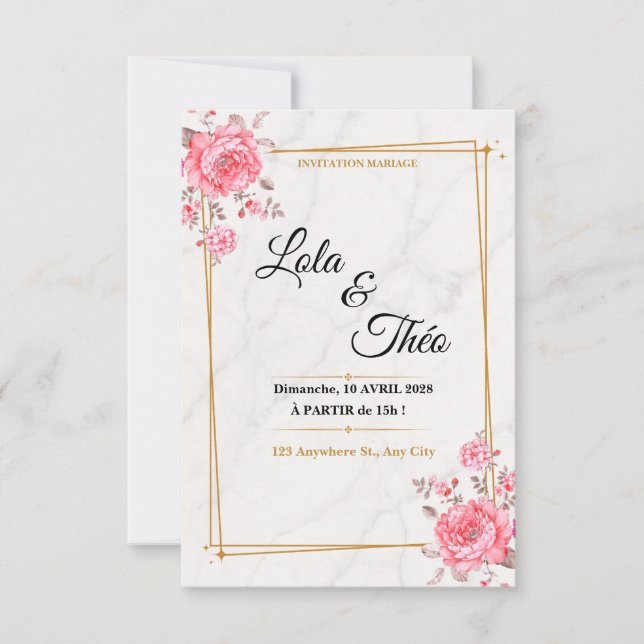 Modelo de convite de casamento personalizável (Frente)