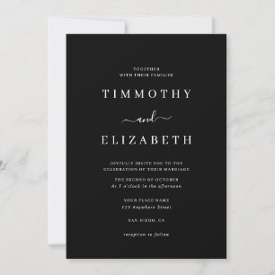Modelo de Convite de Casamento Preto Branco Casame
