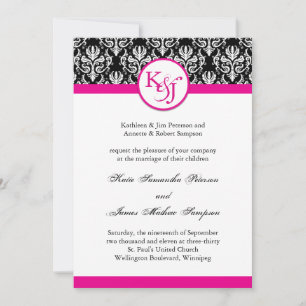 Modelo de Convite de Casamento tema damasco de Cor