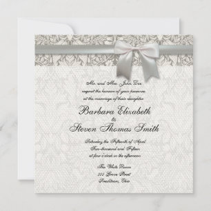 Modelo de Convite de Casamento Vintage Old Lace