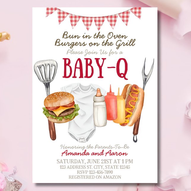 Modelo de Convite de Chá de Bebê Baby-Q, Churrasco (Criador carregado)