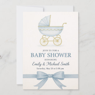 Modelo de Convite de Chá de fraldas Azul Elegante