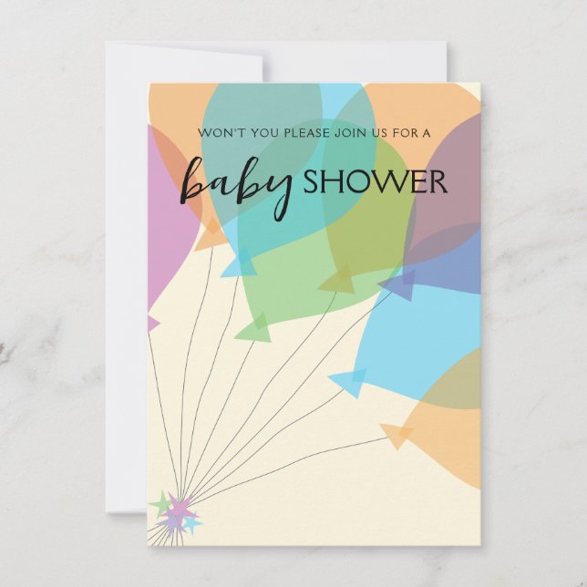 Modelo de Convite de Chá de fraldas de Balão Desen (Frente)