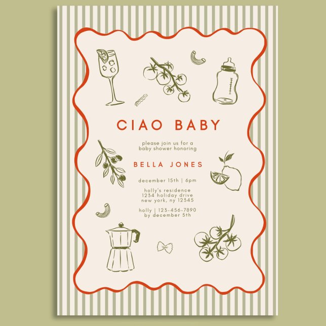 Modelo de Convite de Chás de Bebê Ciao Bambino (Criador carregado)