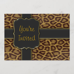 Modelo de Convite de Festa com Estampa de Leopardo