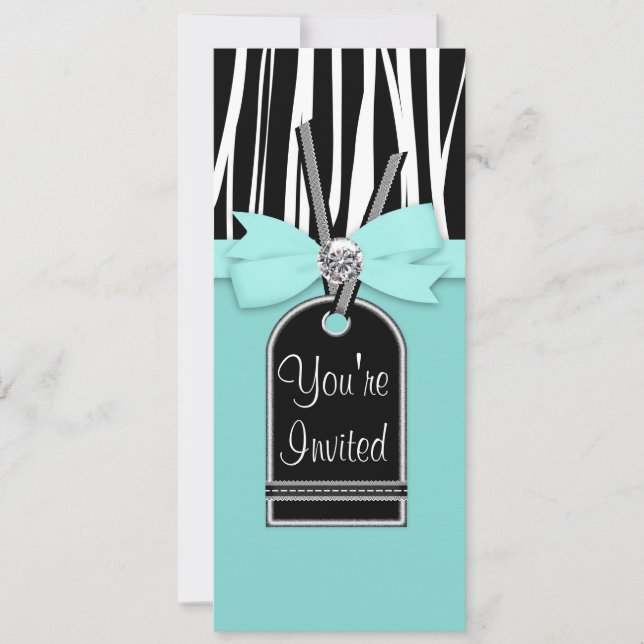 Modelo de Convite de Festa com Listras Azuis e Ver (Frente)