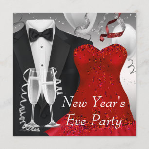 Modelo de Convite de Festa com Vestido Vermelho e 