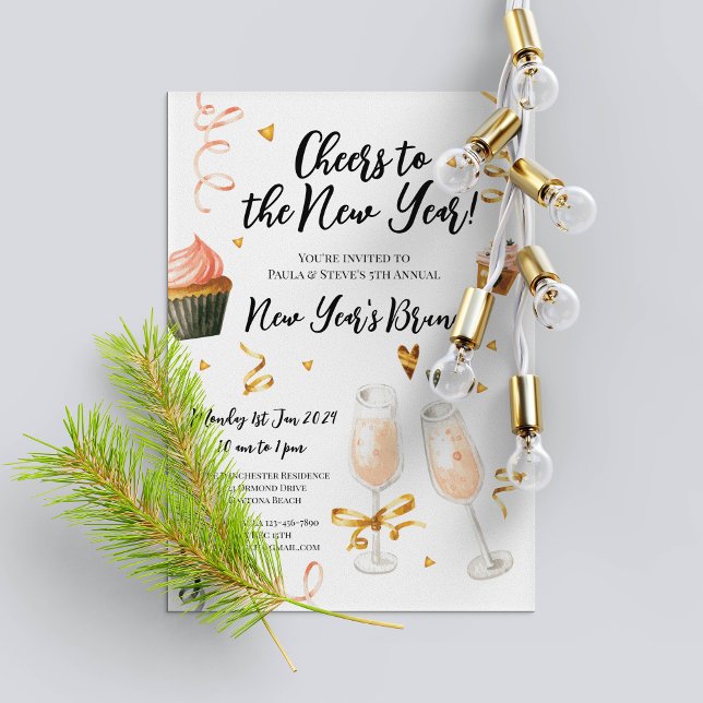 Modelo de Convite de festas Brunch de Ano Novo (New Year Brunch Party Invitation Template)