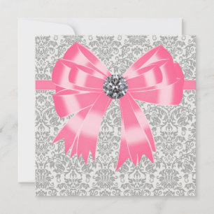 Modelo de Convite de festas de Cinza rosa