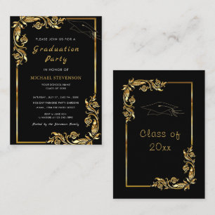 Modelo de Convite de Formatura com Moldura de Folh