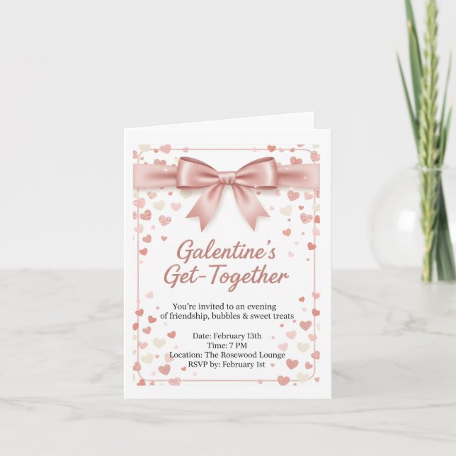 Modelo de Convite de Galentine's Day em Rosa Doura (Frente)
