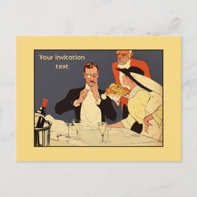 Modelo de convite de janto do estilo clássico vint (Frente)