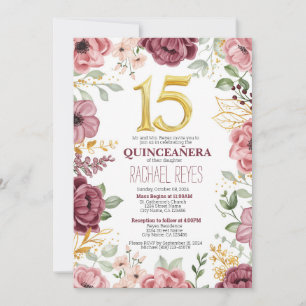 Modelo de Convite de Quinceañera Floral Elegante
