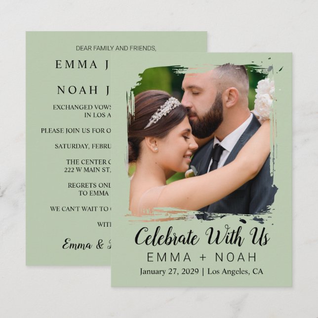 Modelo de Convite de Recepção de Casamento Elegant (Frente/Verso)
