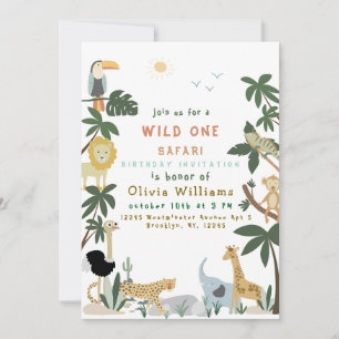Modelo de Convite de Safari Wild One Editável