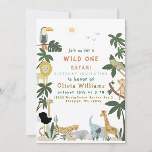 Modelo de Convite de Safari Wild One Editável