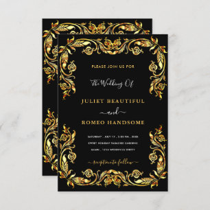 Modelo de Convite Dourado para Casamento Negro