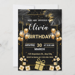 Modelo de Convite Moderno para um Aniversário Adul