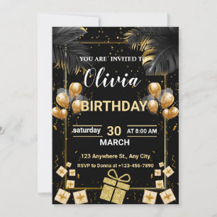 Modelo de Convite Moderno para um Aniversário Adul