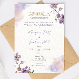 Modelo de convite Nikkah islâmico editável Lavanda
