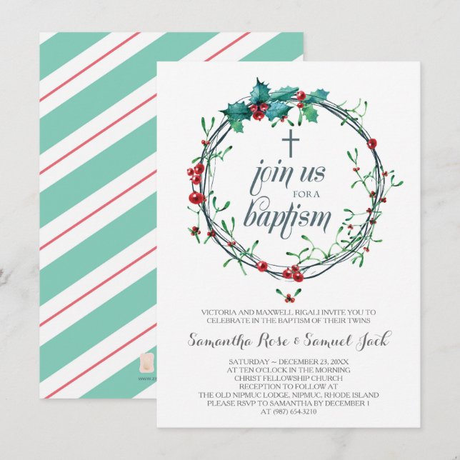 Modelo de Convite para Batismo de Natal (Frente/Verso)