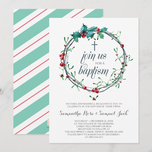 Modelo de Convite para Batismo Inverno (Frente/Verso)