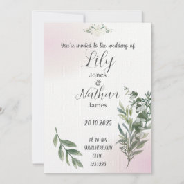 Modelo de convite para casamento bege e rosa