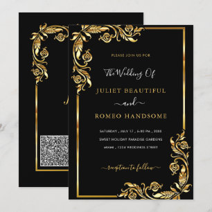 Modelo de Convite para Casamento de Código QR Pret