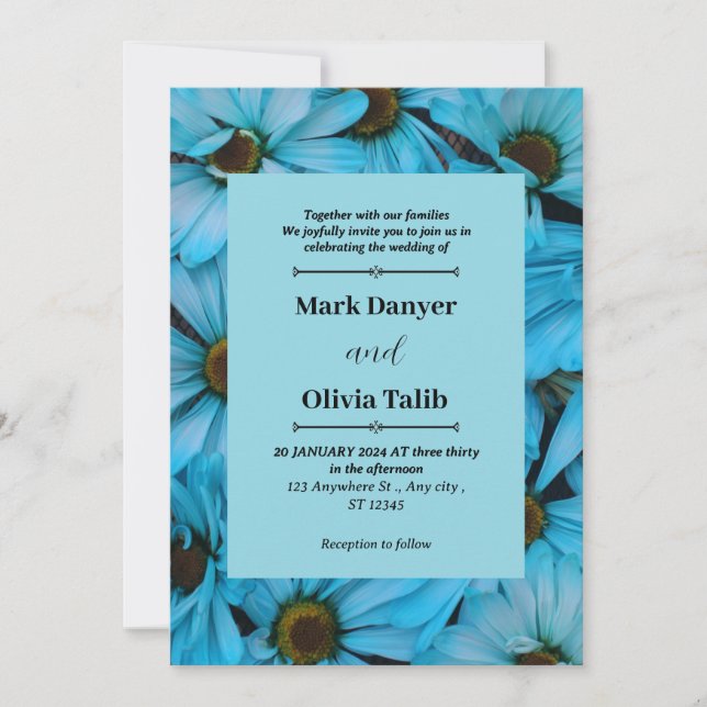 Modelo de Convite para Casamento de Conselho Azul  (Frente)