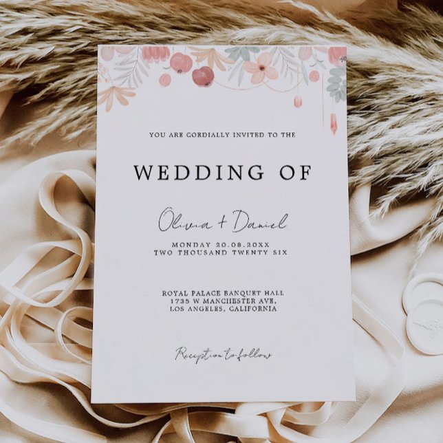 Modelo de Convite para Casamento de Flores Selvage (Criador carregado)