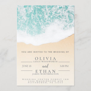 Modelo de Convite para Casamento de Ondas de Praia