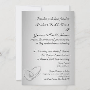 Modelo de convite para casamento de prata moderna
