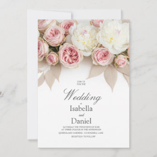 Modelo de Convite para Casamento de Rosa de Blush 