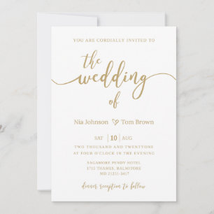 Modelo de Convite para Casamento Dourado e Branco