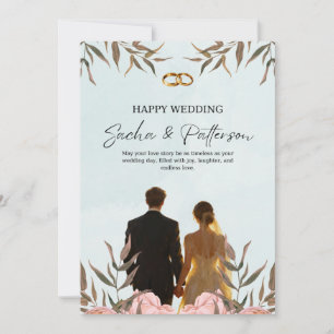 Modelo de Convite para Casamento Floral Romântico,