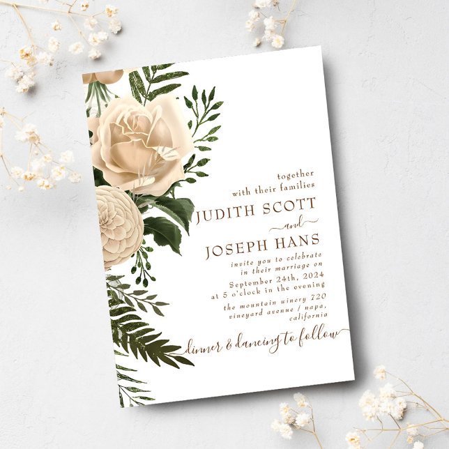 Modelo de Convite para Casamento Rosa de Amor Puro (Criador carregado)