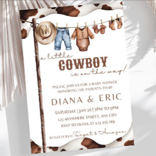 Modelo de Convite Para Chá de fraldas De Cowboy, U