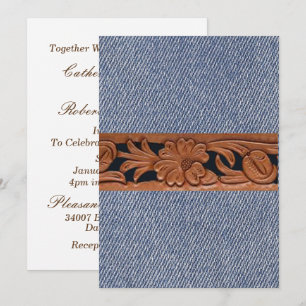 Modelo de Convite para Denim e Leather Western Bel
