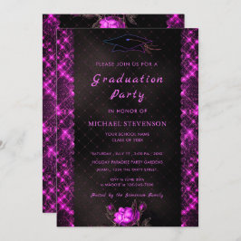 Modelo de Convite para Graduação em Preto e Roxo