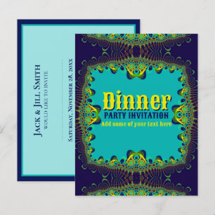 Modelo de Convite para Jantar Azul Verde Amarelo