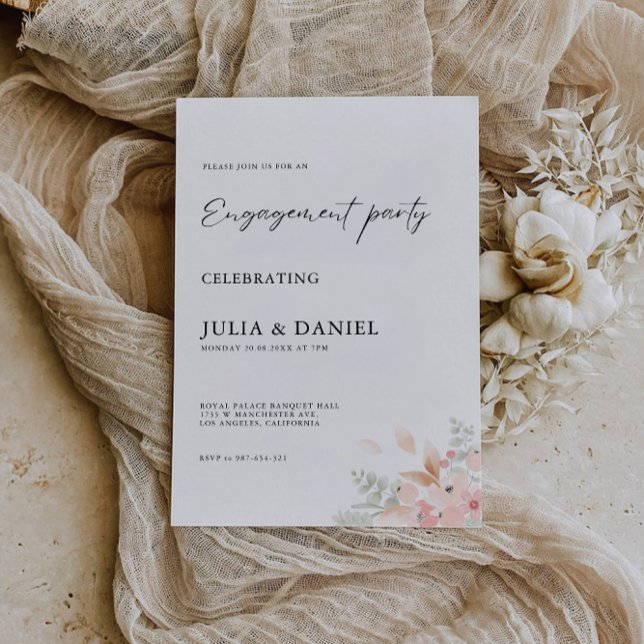 Modelo de Convite para Noivado de Flor Selvagem (Wildflower Engagement Invitation Template)