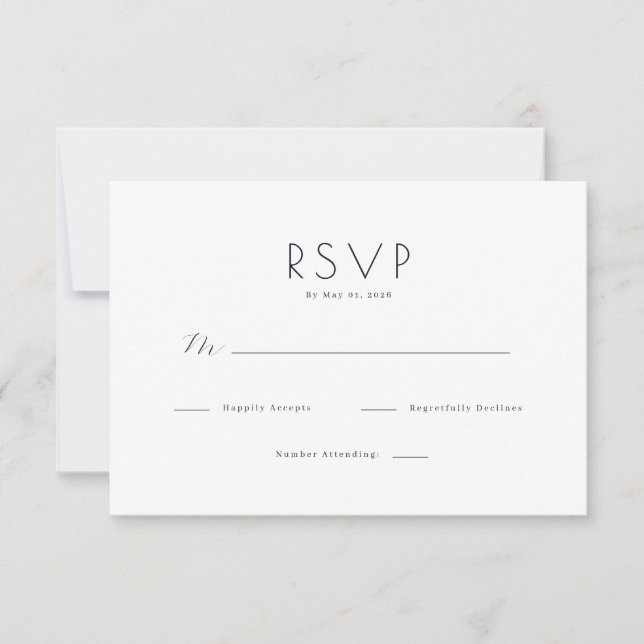 Modelo de Convite RSVP Preto Elegante (Frente)