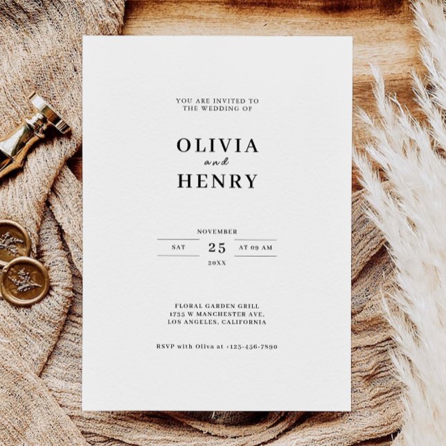 Modelo de Convites de casamento minimalista (Minimalist Wedding Invites Template)