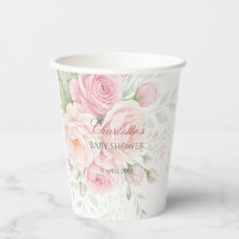modelo de copos de papel florais de rosas macias