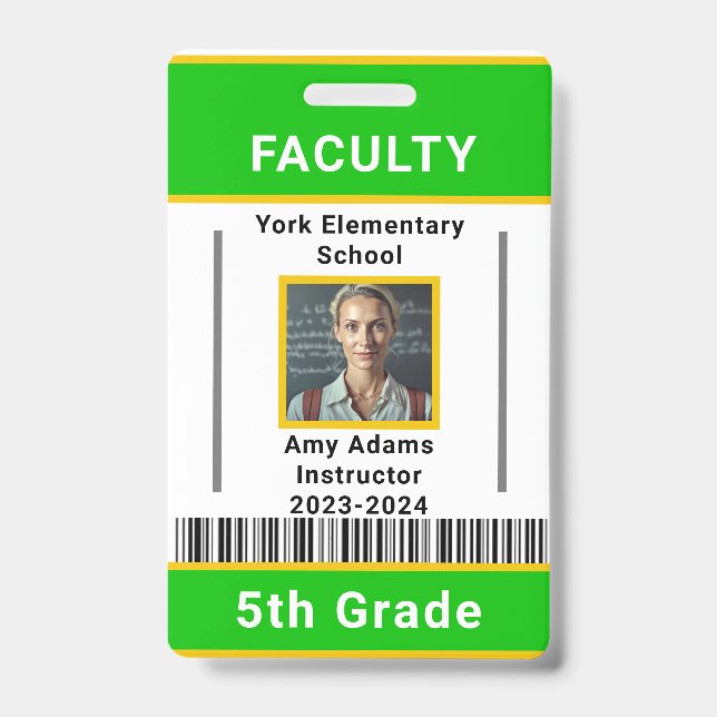 Modelo de Crachá de Identificação de Professor com (Frente)