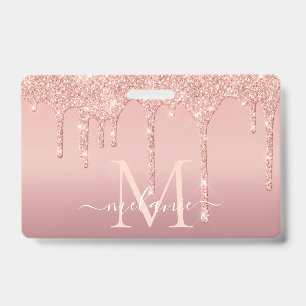 Modelo de Crachá Dourado rosa com Carta de Nome Pe