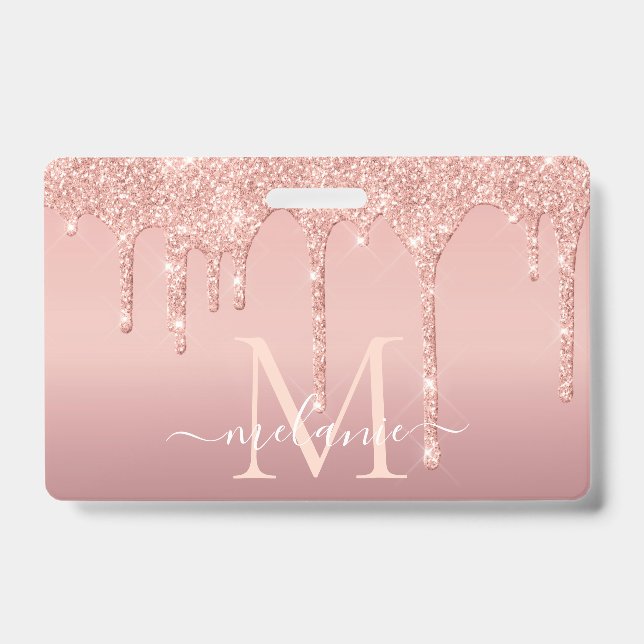 Modelo de Crachá Dourado rosa com Carta de Nome Pe (Frente)