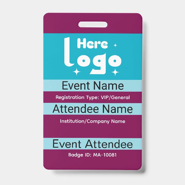 Modelo de crachá personalizável para conferência e (Frente)